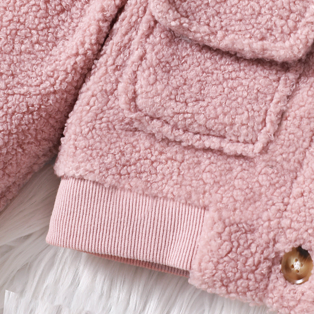 Casaco Infantil Feminino Rosa de Lã