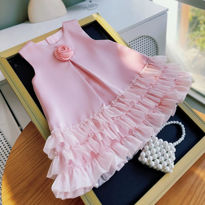 Vestido Infantil  Florzinha com Barra Tule