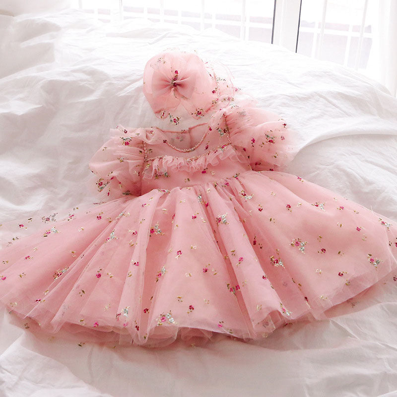 Vestido Infantil Rosa Floral