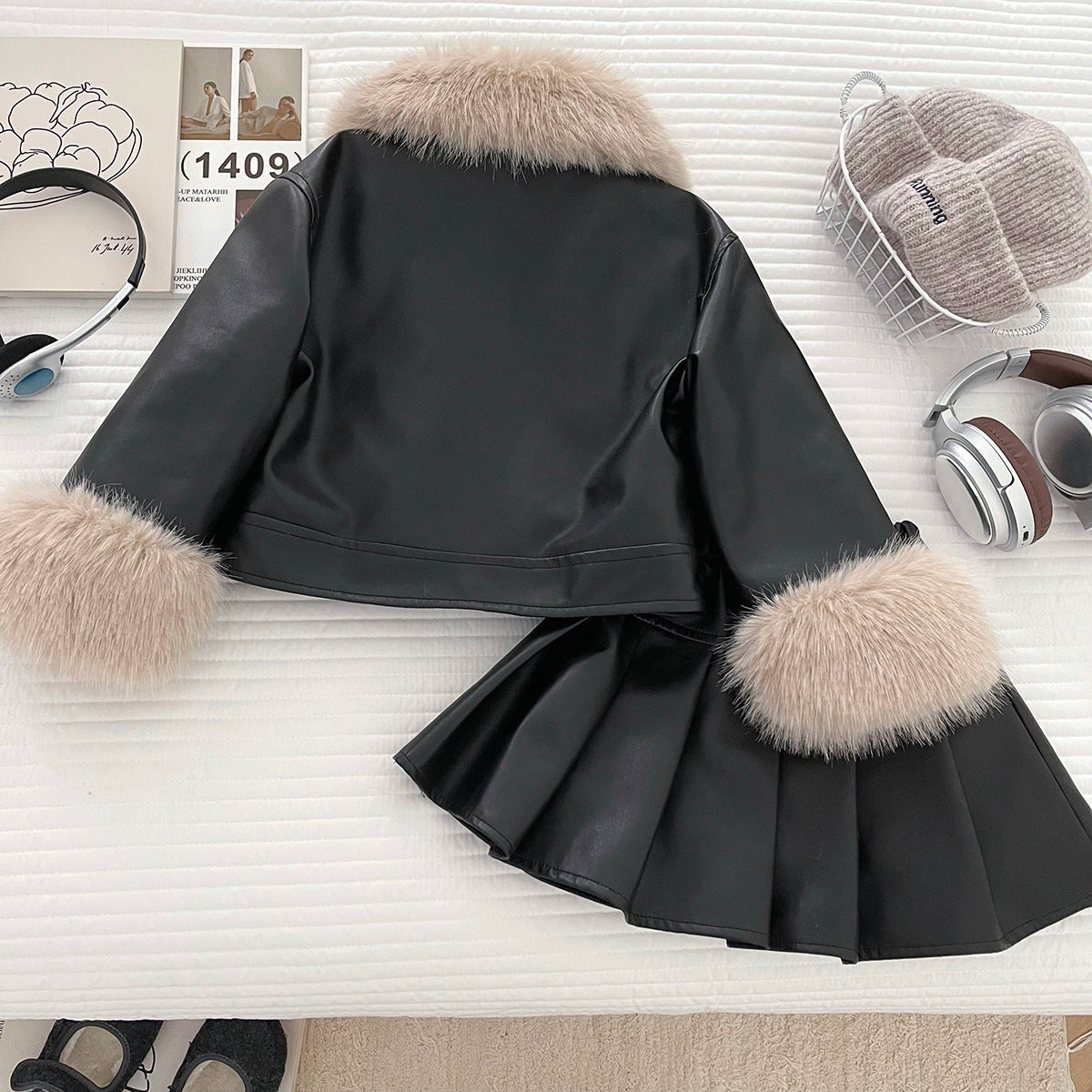 Conjunto Infantil Feminino Preto Pelinhos