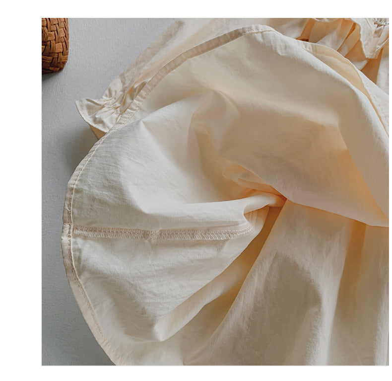 Vestido Infantil  Com Gola Bordada Florzinhas