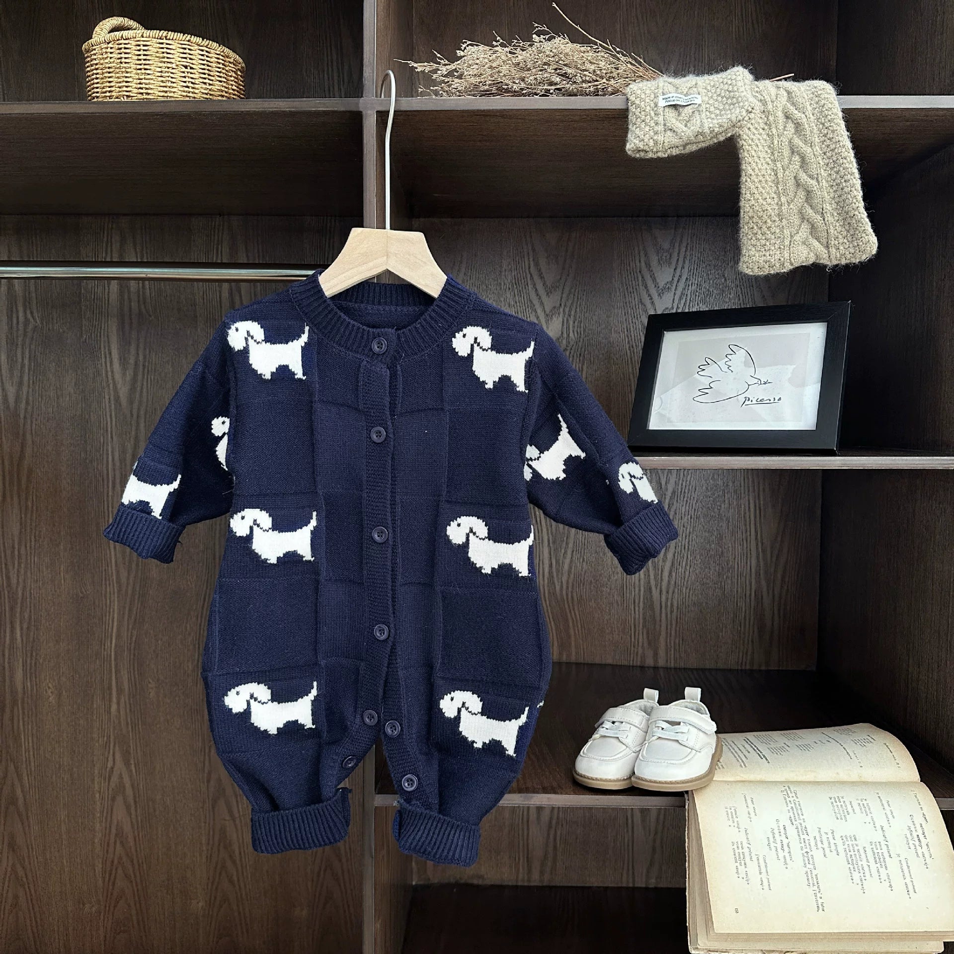 Macacão Infantil de Tricô Cachorrinhos