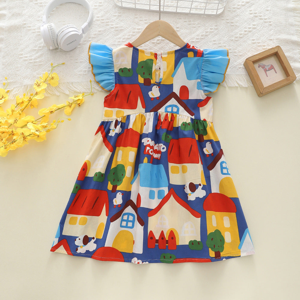 Vestido Infantil Verão Estampas Casinha