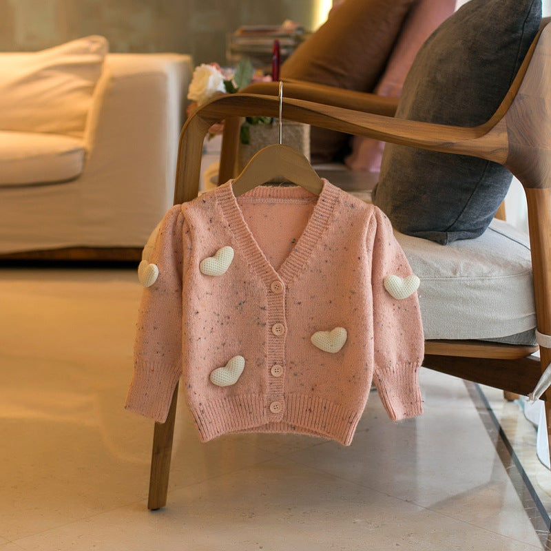 Cardigan Infantil Tricô Coraçõeszinhos