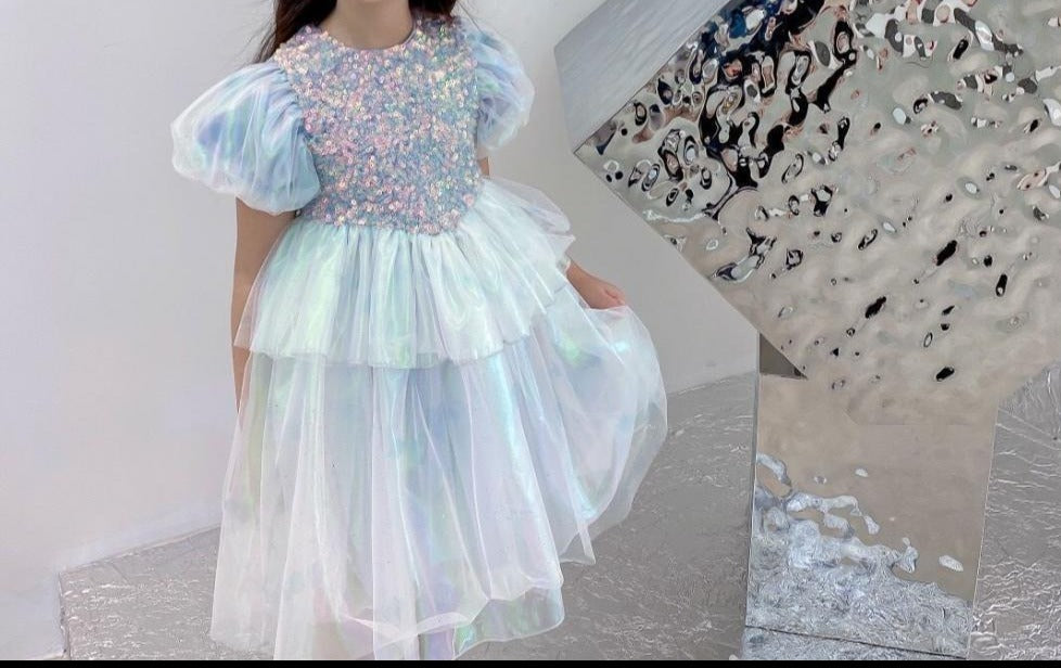 Vestido De Festa Infantil Lantejoulas Brilhante