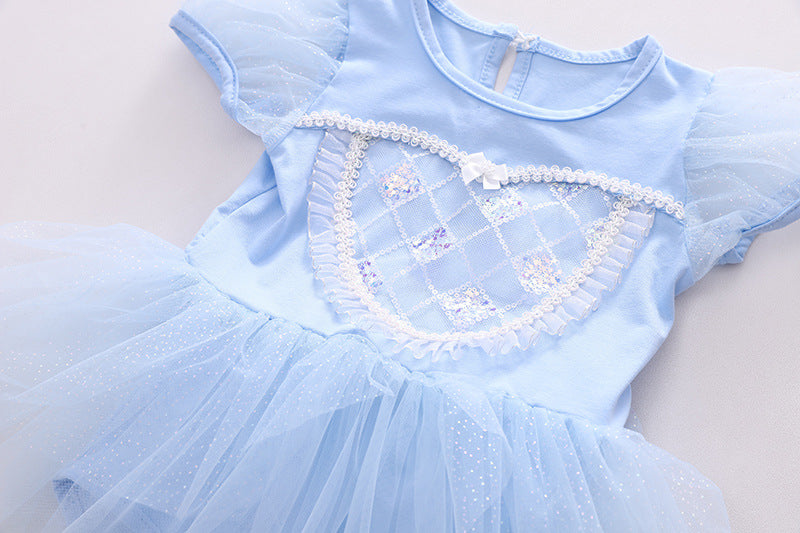 Vestido Infantil Princesa Azul Lacinho