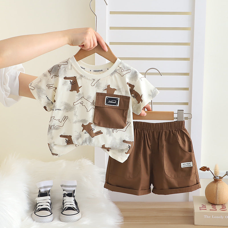 Conjunto Infantil Masculino Animais Bolsinho