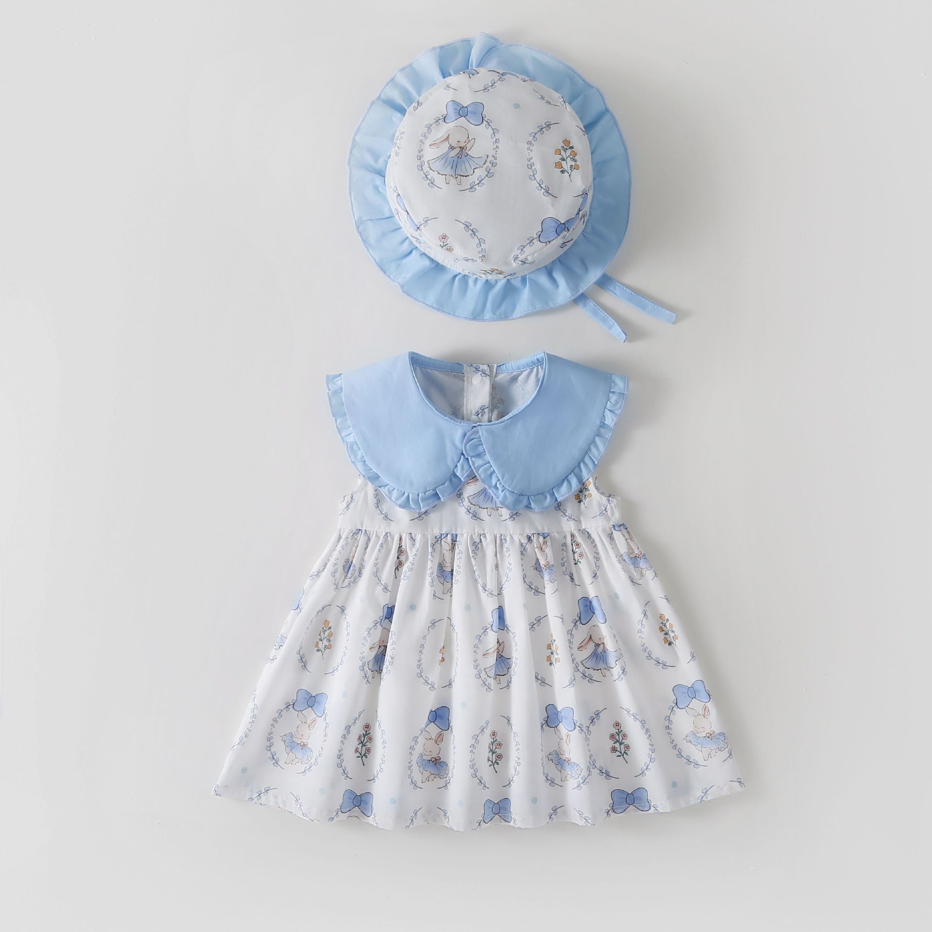 Vestido Infantil Azul Coelhinhos