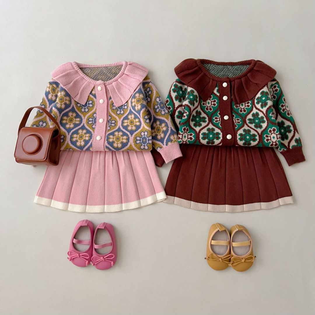 Conjunto Infantil Feminino Tricô Florzinhas