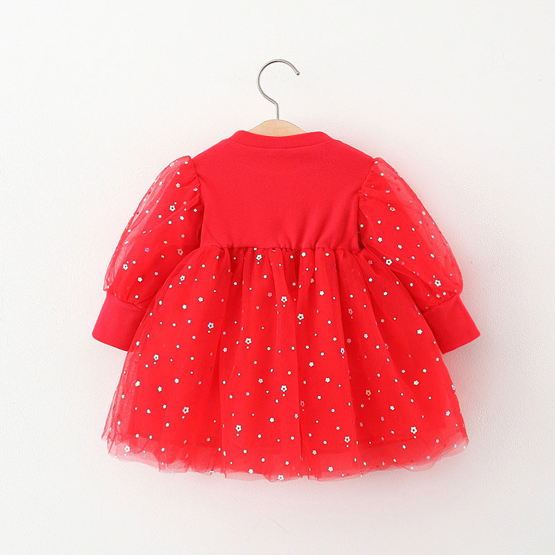 Vestido Infantil Vermelho Florzinhas