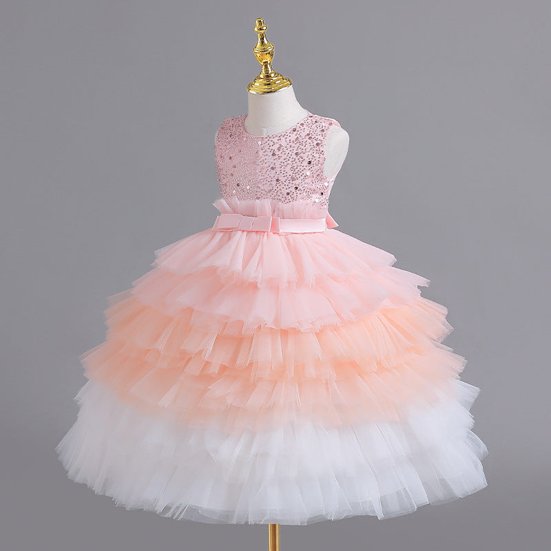 Vestido Infantil Tule Camadas Brilhante