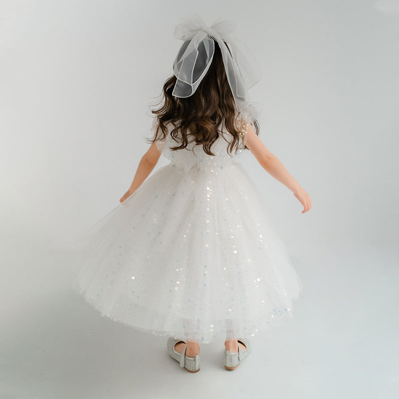 Vestido Infantil Branco Brilhante