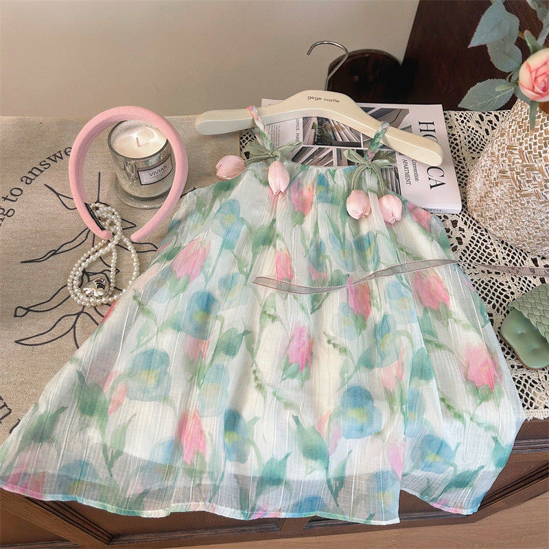 Vestido Infantil Verão Tulipas