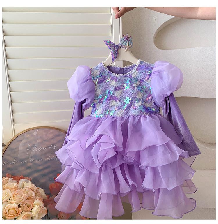 Vestido De Festa Infantil Roxo Sereia