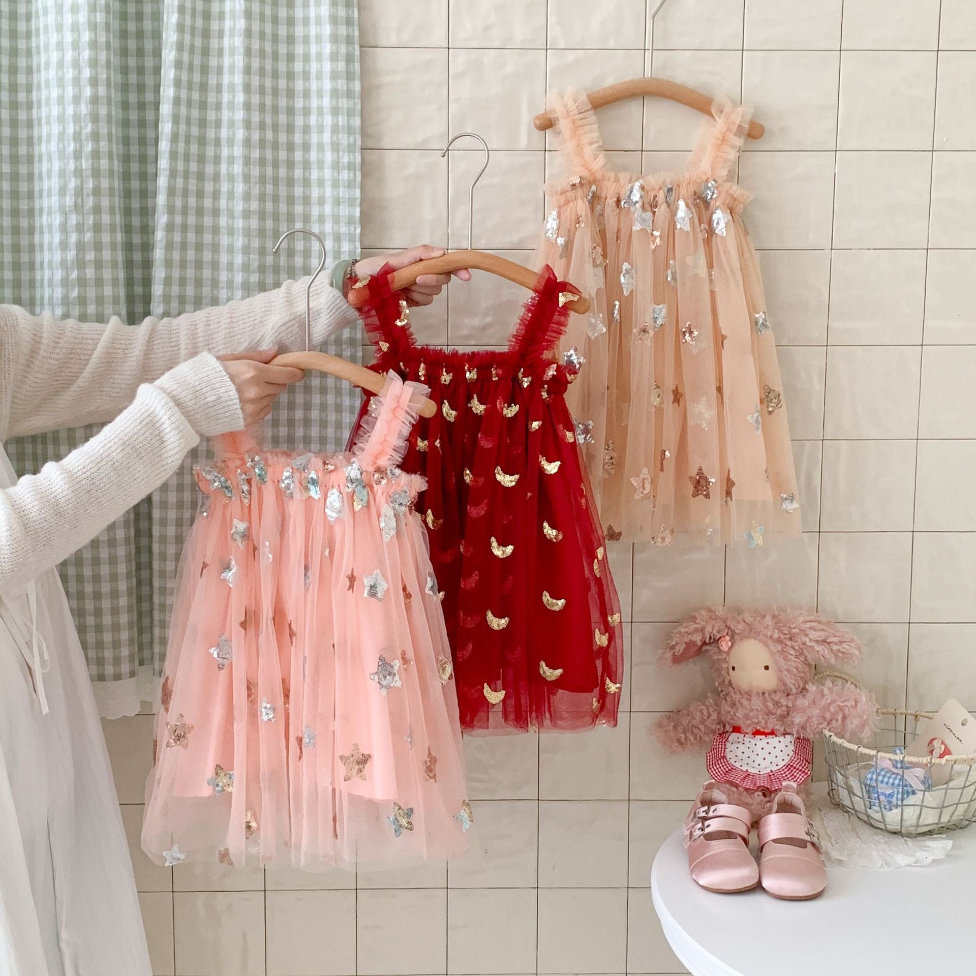Vestido Infantil de Tule Estrelas