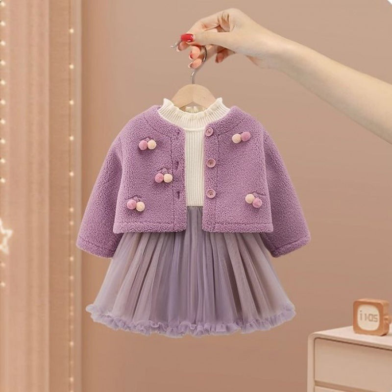 Casaco Infantil Roxo Bolinhas