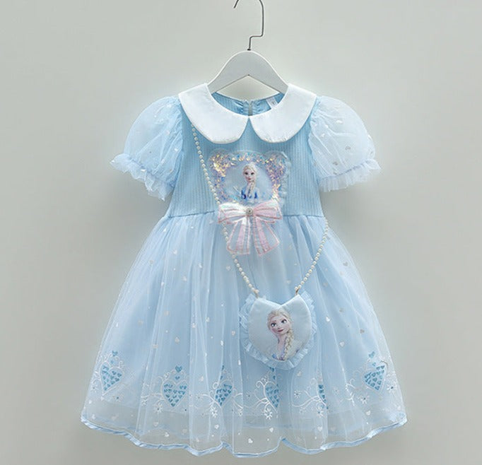 Vestido Infantil Tule Elsa Frozen