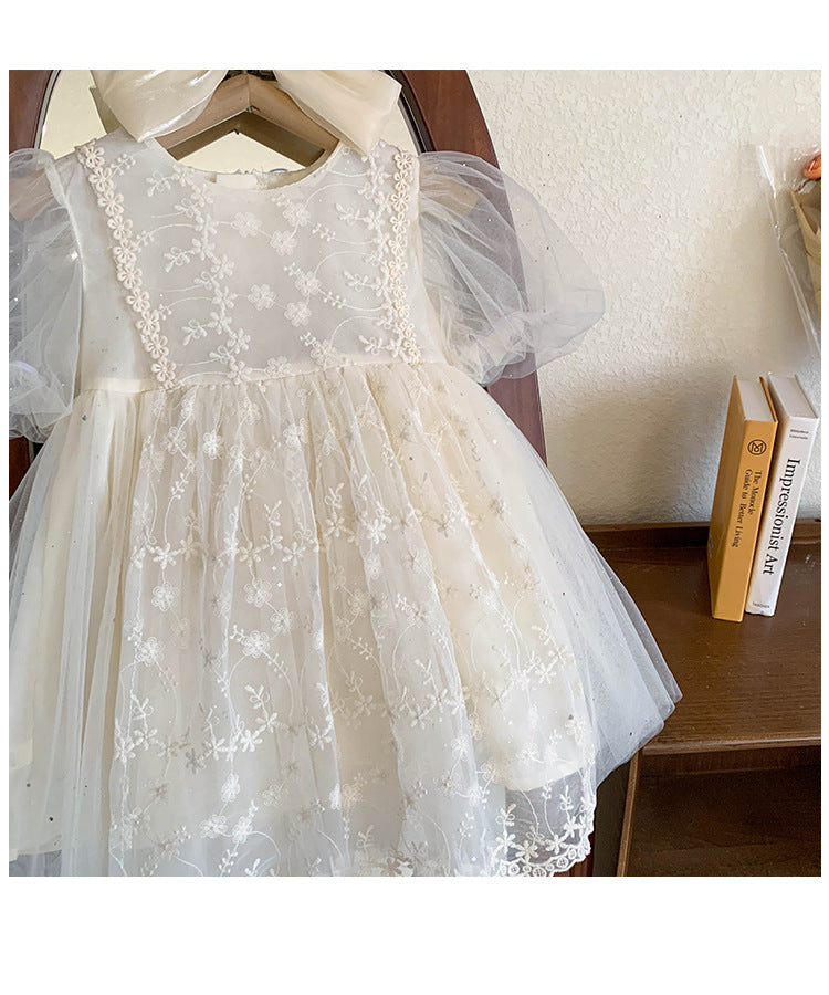 Vestido Infantil De Tule Florzinhas