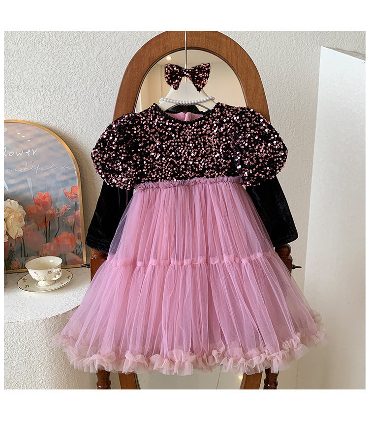 Vestido Infantil Rosa Brilhante