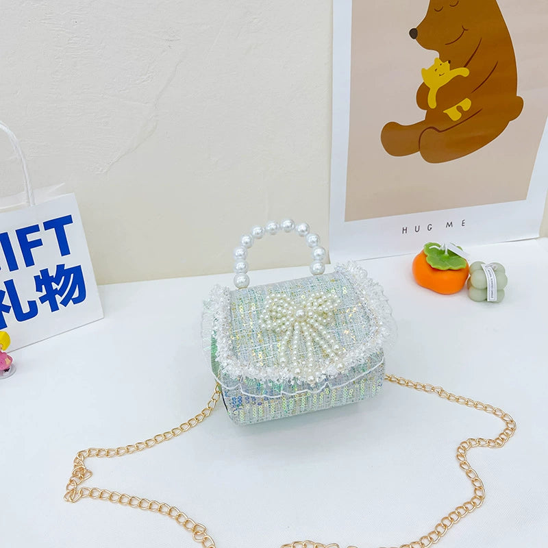 Bolsa Infantil Feminina Alcinha de Pérolas
