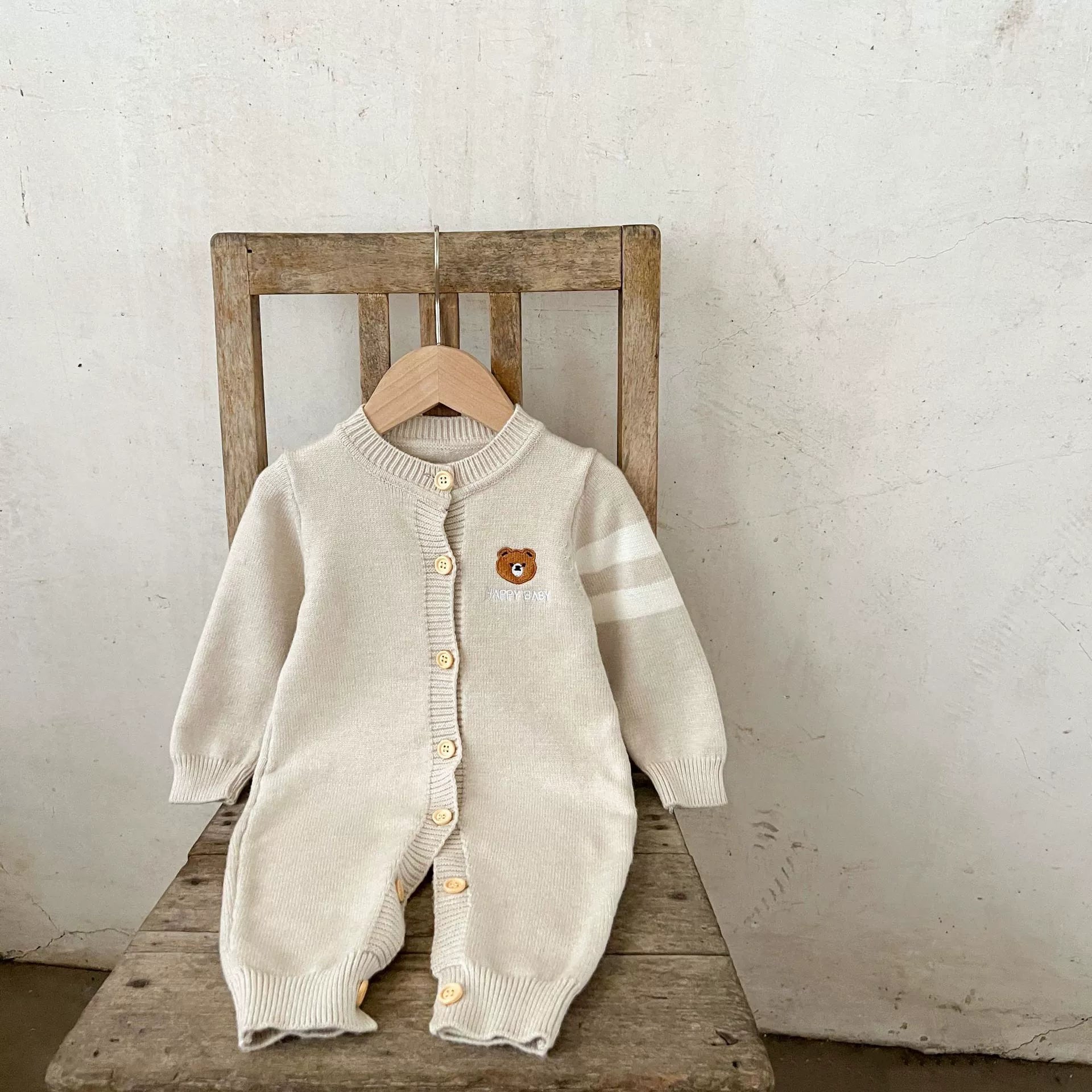 Macacão Infantil de Tricô Urso