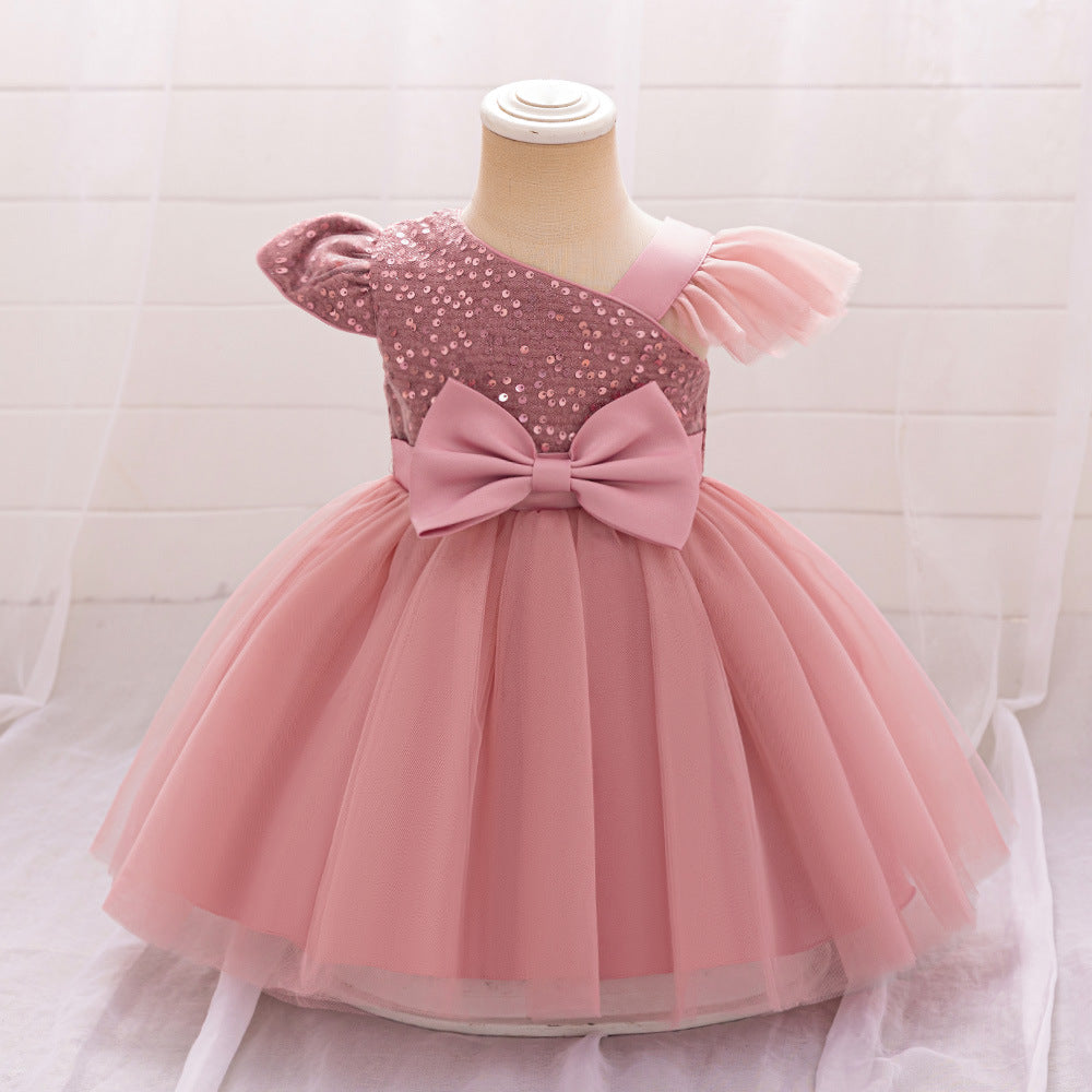 Vestido Infantil De Festa Strass Lacinho