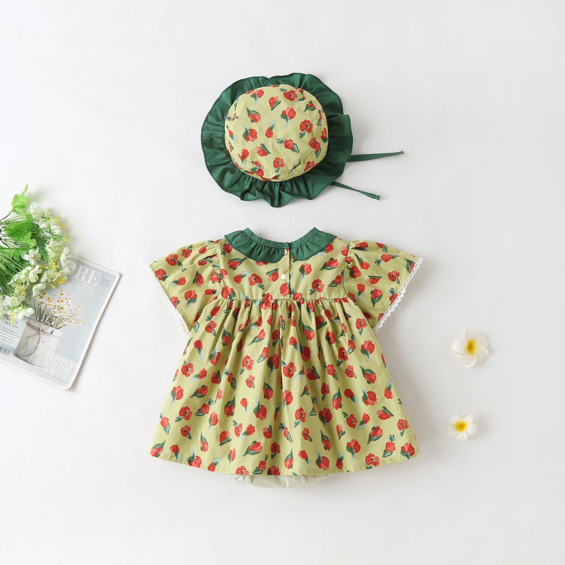 Vestido Infantil Verde Florzinhas