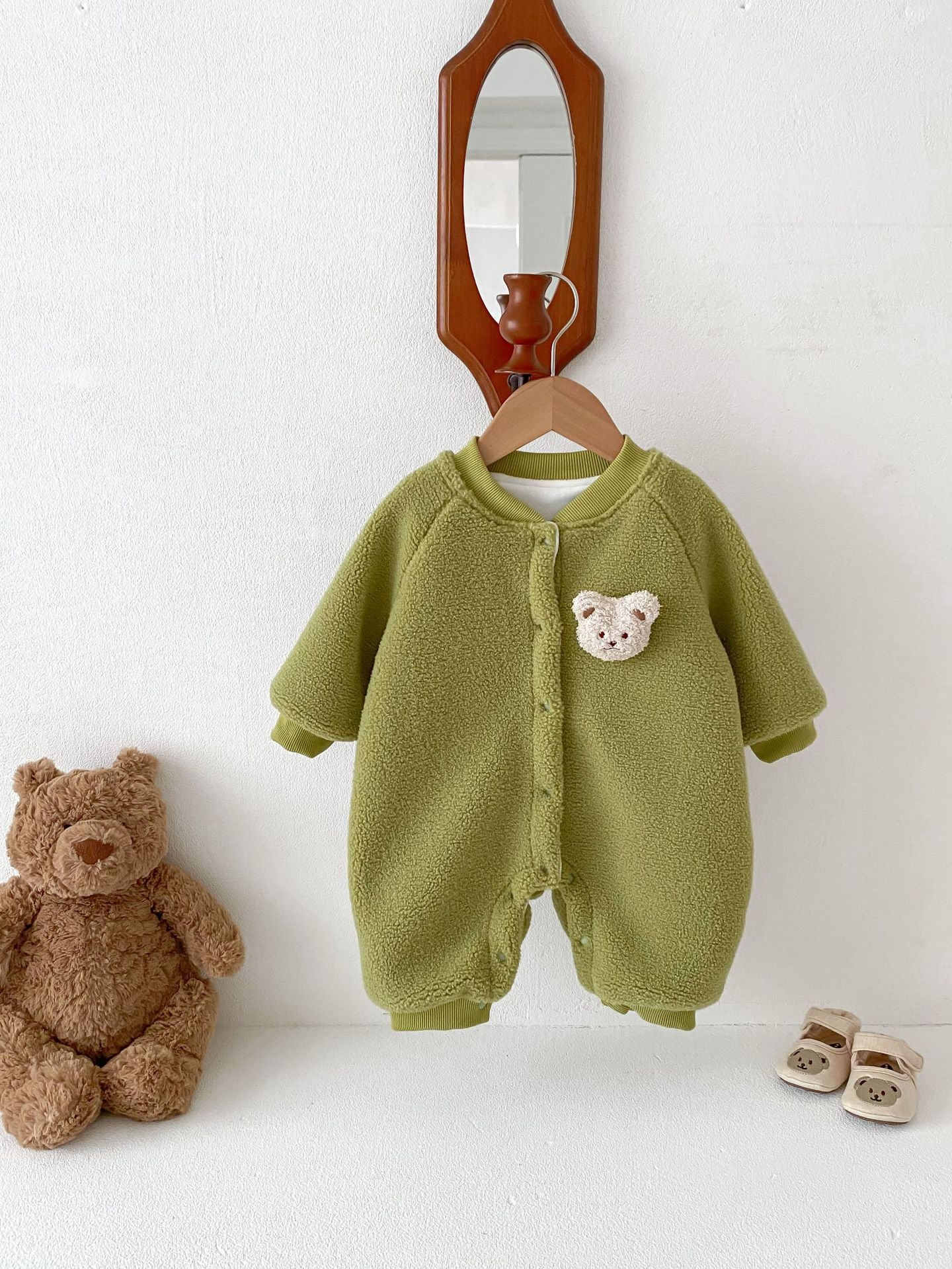Macacão Infantil Pelúcia Botões Ursinho