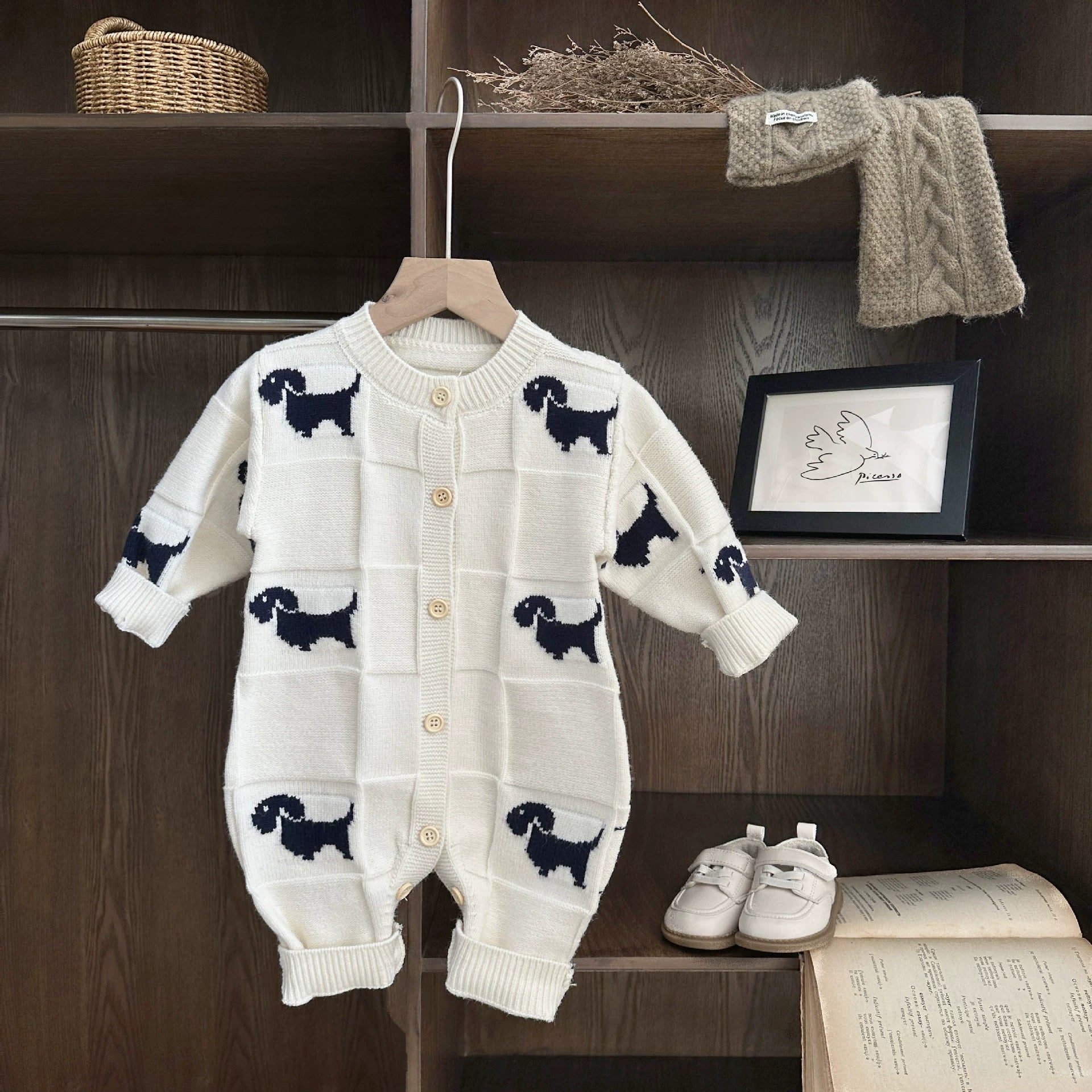 Macacão Infantil de Tricô Cachorrinhos