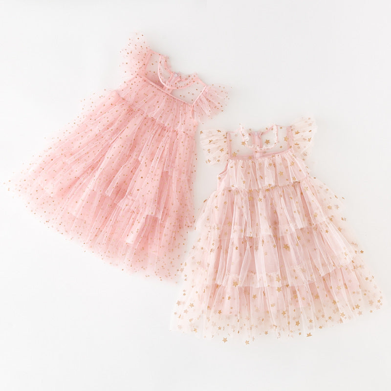 Vestido Infantil Tule Bolinhas/ Estrelinhas