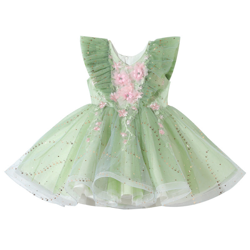 Vestido Infantil Verde Florzinhas