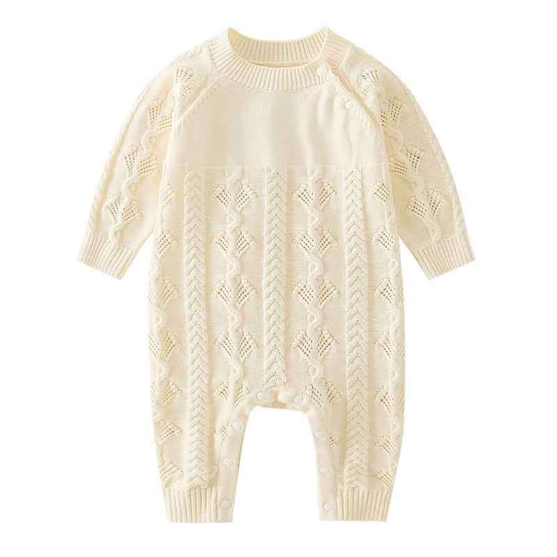 Macacão Infantil Bege de Tricô