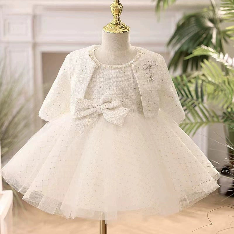 Vestido Infantil De Festa Tweed Lacinho