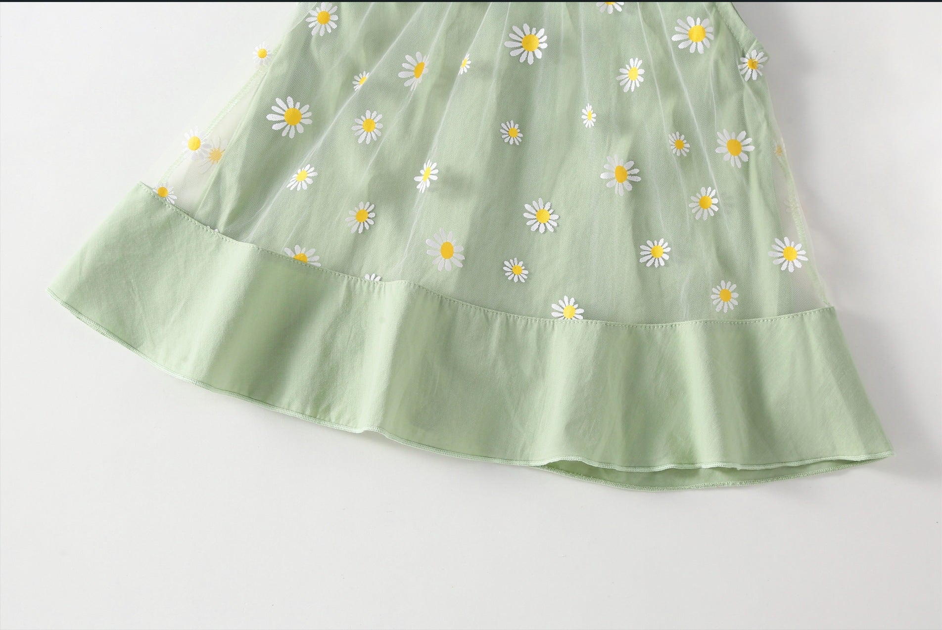 Vestido Infantil Verde Margaridas