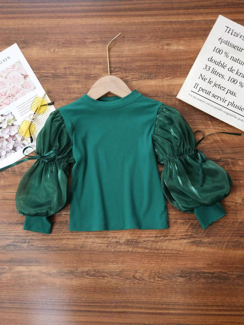 Blusa Infantil Feminina Manga Bufante Lacinhos