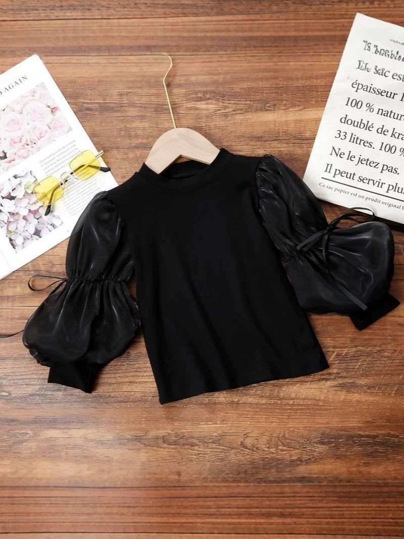 Blusa Infantil Feminina Manga Bufante Lacinhos