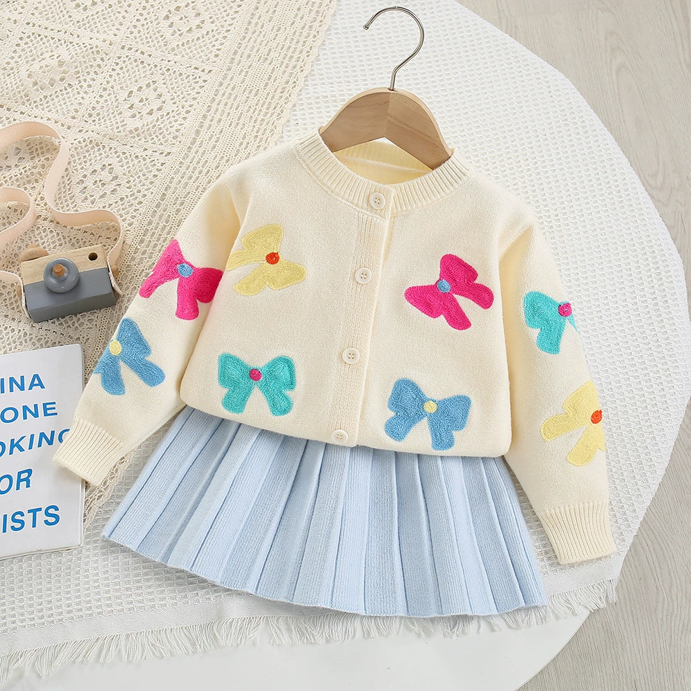 Conjunto Infantil Feminino Tricô  Lacinhos