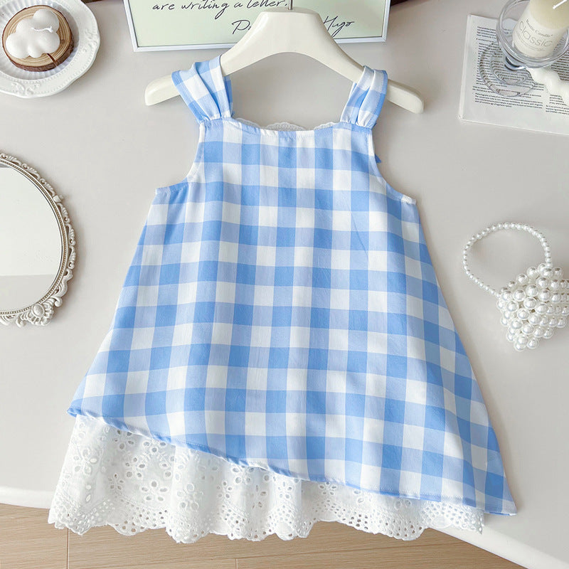 Vestido Infantil Xadrez Azul