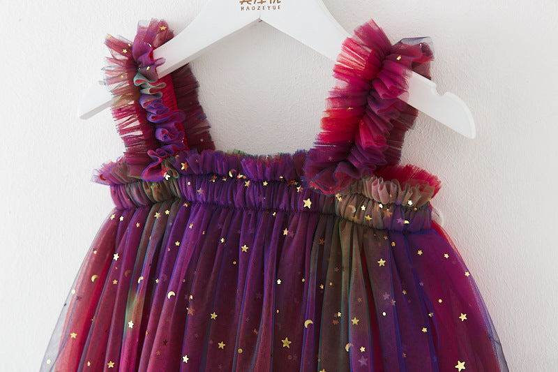 Vestido Infantil Tule Colors Estrelinhas