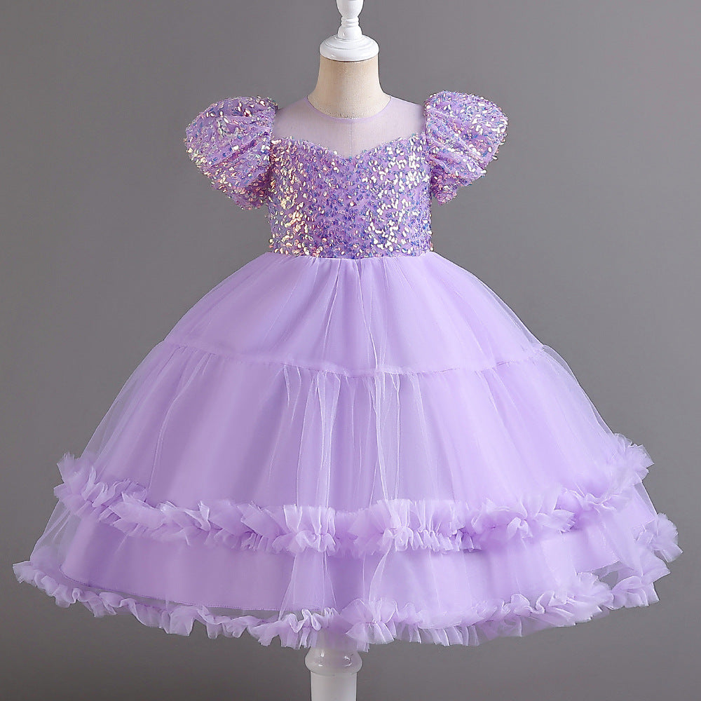 Vestido De Festa Infantil Tule Brilhante