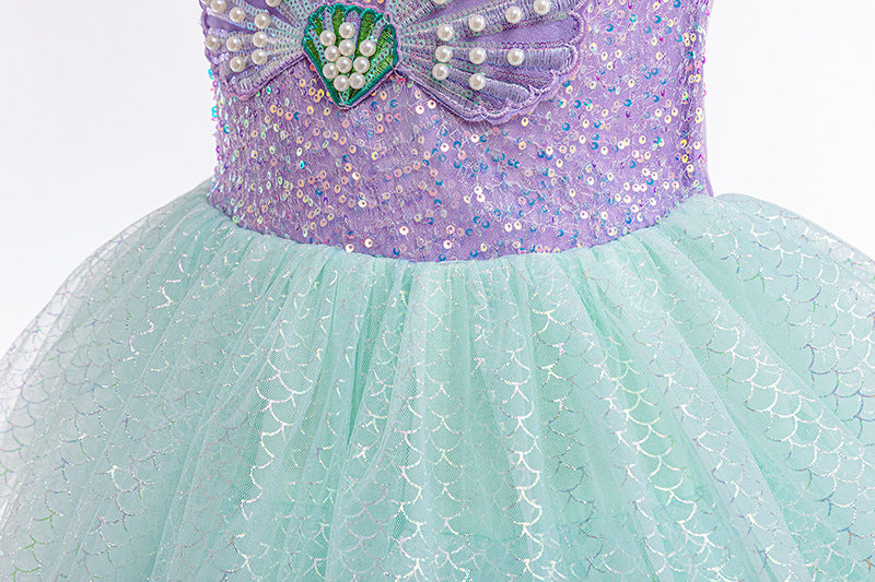 Vestido Infantil Princesa Sereia Brilhante