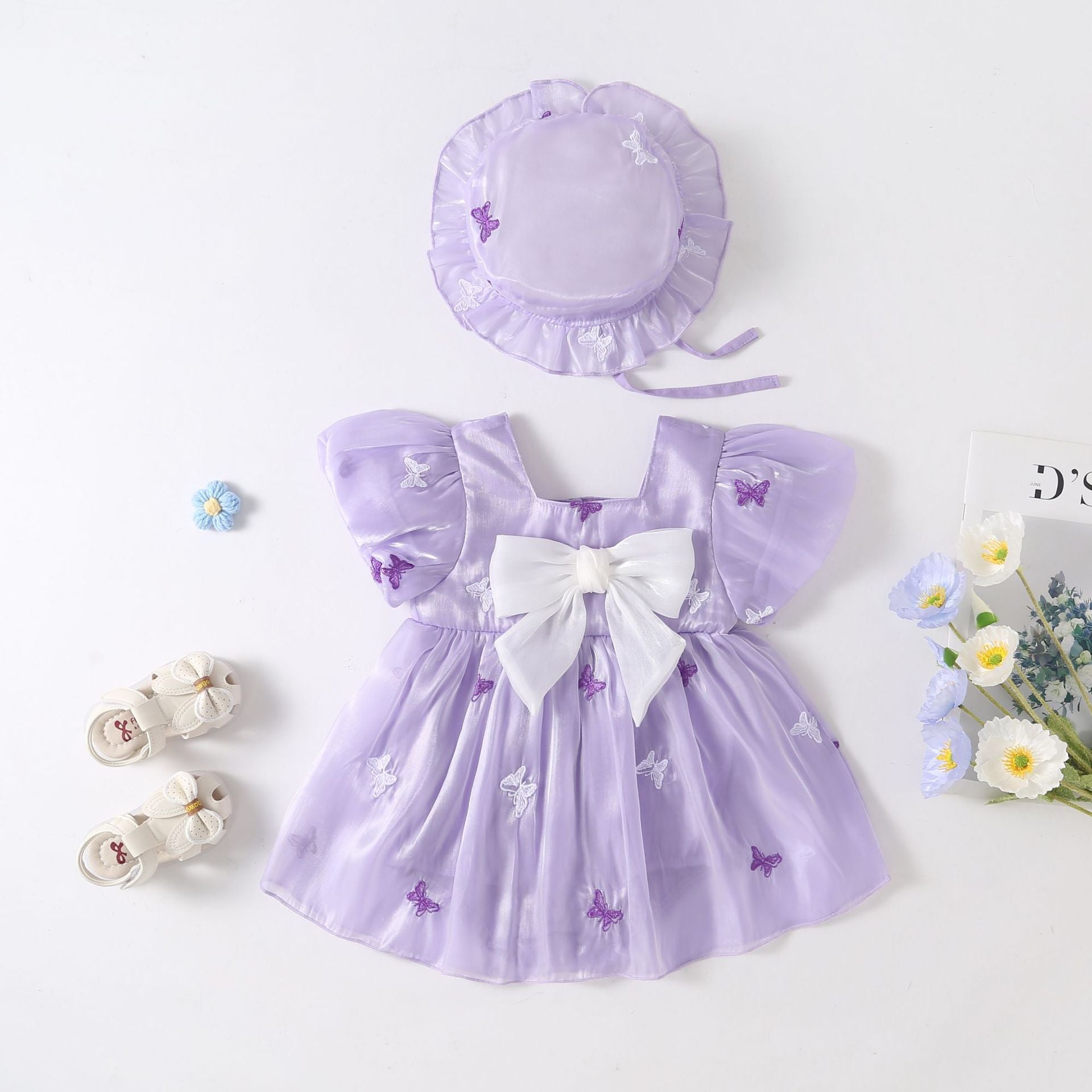 Vestido Infantil Borboletinhas + Chapéu