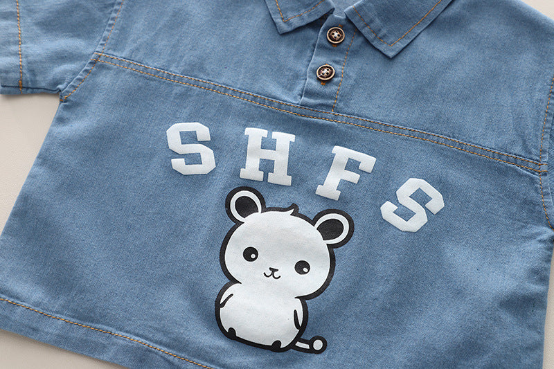 Conjunto Infantil Polo Jeans Bichinho