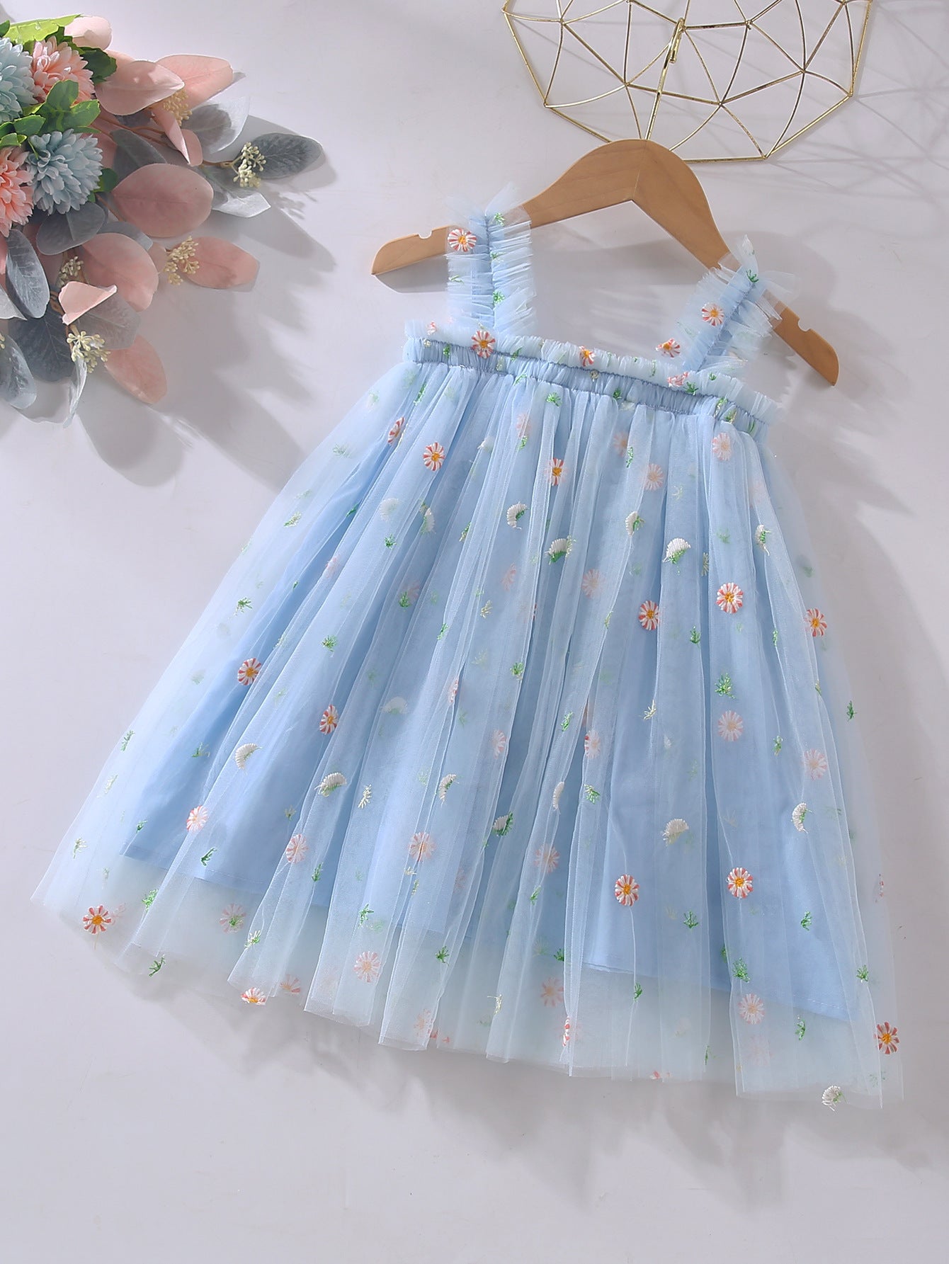 Vestido Infantil Tule Florzinhas