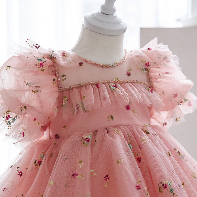 Vestido Infantil Rosa Floral