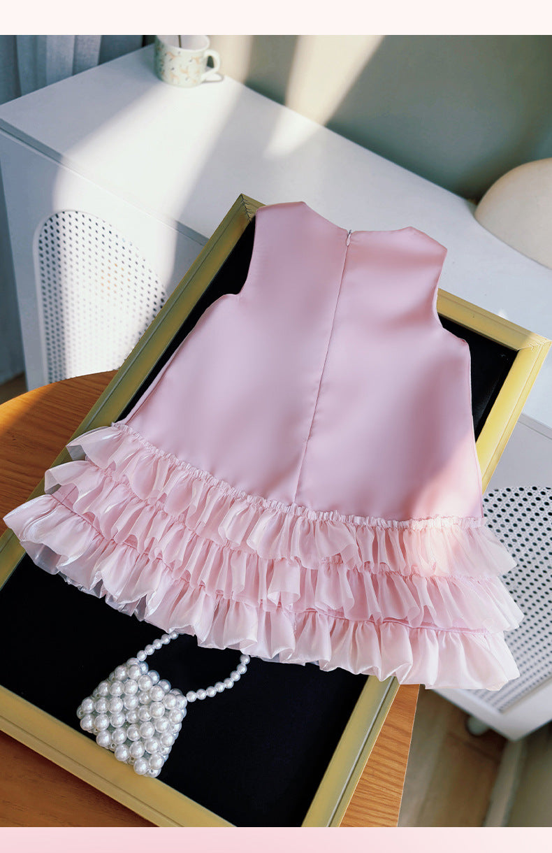 Vestido Infantil  Florzinha com Barra Tule