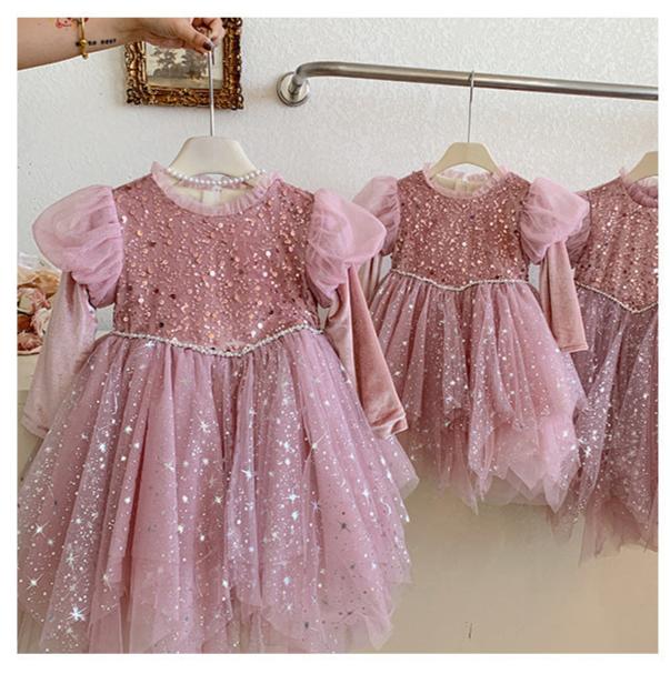 Vestido de Festa Infantil Rosa Brilhante