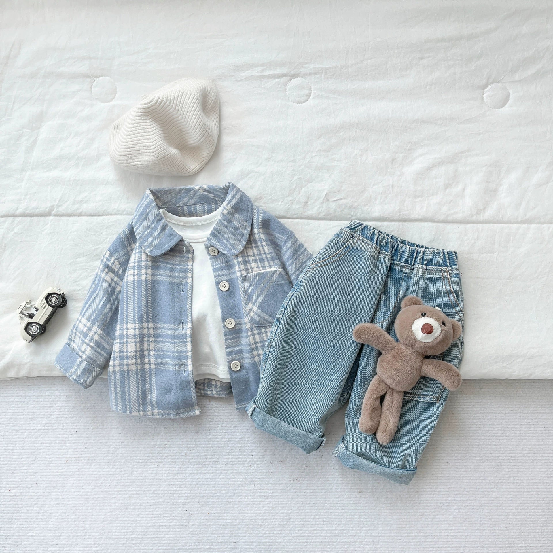 Conjunto Infantil Masculino Xadrez e Jeans