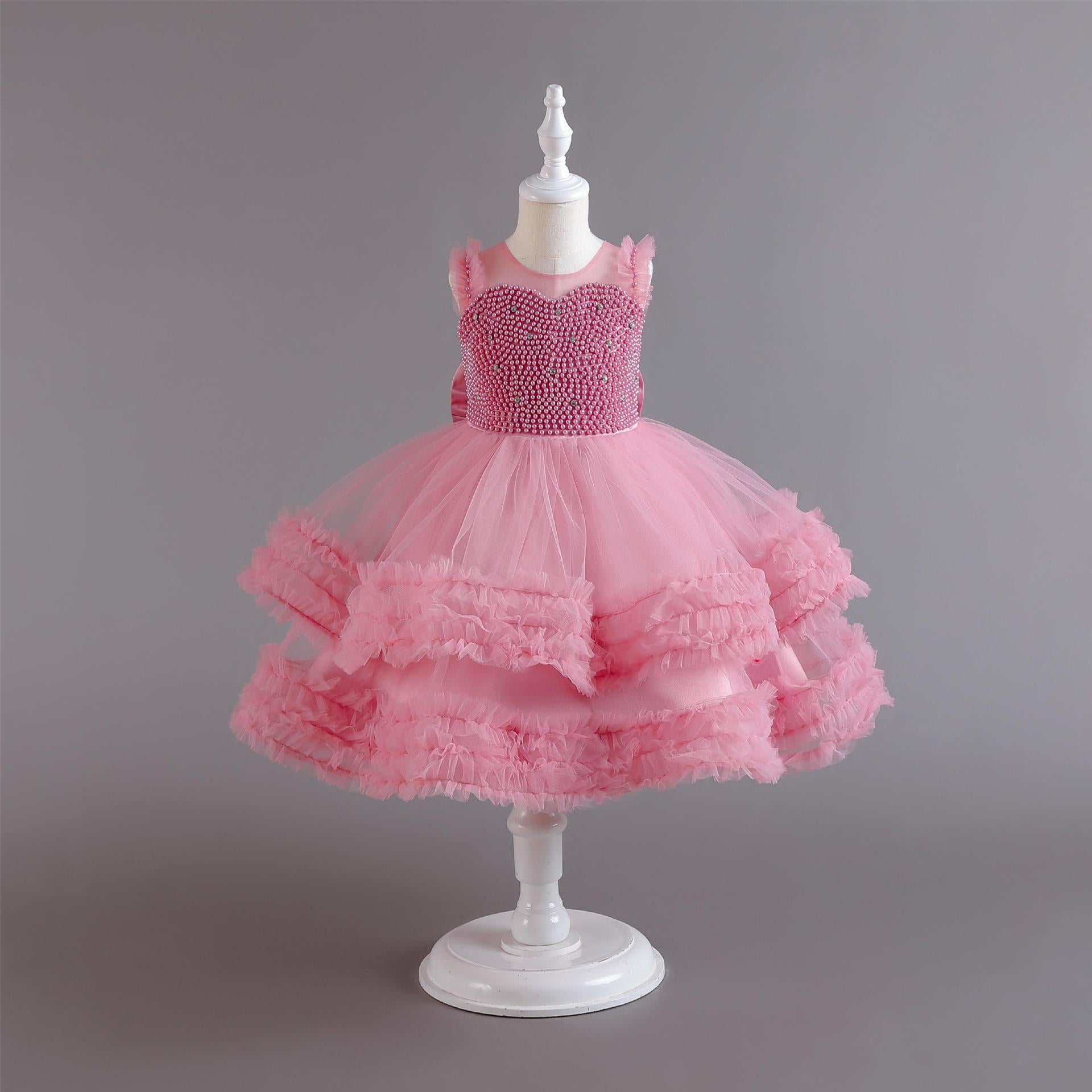 Vestido De Festa Infantil Tule Pérolas