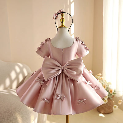 Vestido De Festa Infantil Rosa Lacinhos